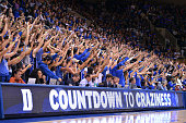 DURHAM, NC - OCTOBER 22: Cameron Crazies and fans of the Duke Blue Devils cheer during Countdown To Craziness at Cameron Indoor Stadium on October 22, 2016 in Durham, North Carolina. (Photo by Lance King/Getty Images)